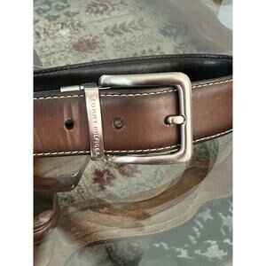 Tommy Hilfiger Men's Black & Brown Two-in-one Reversible Dress Belt Size 33